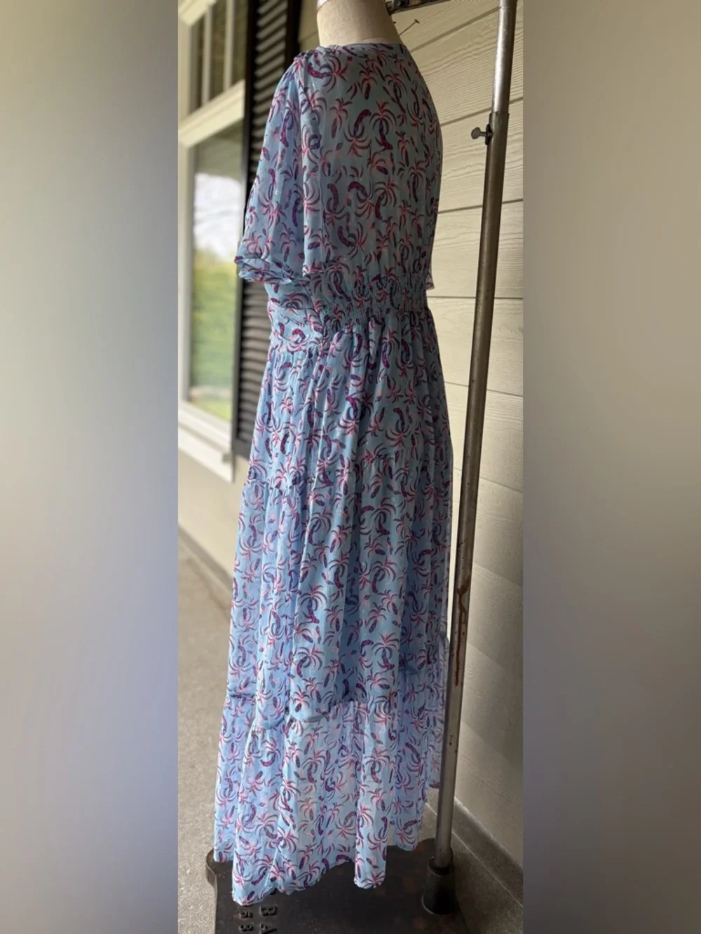 Women’s Axara Paris Dress Size L Boho Fairy Wrap Style Feminine V Neck Midi - Picture 7 of 10